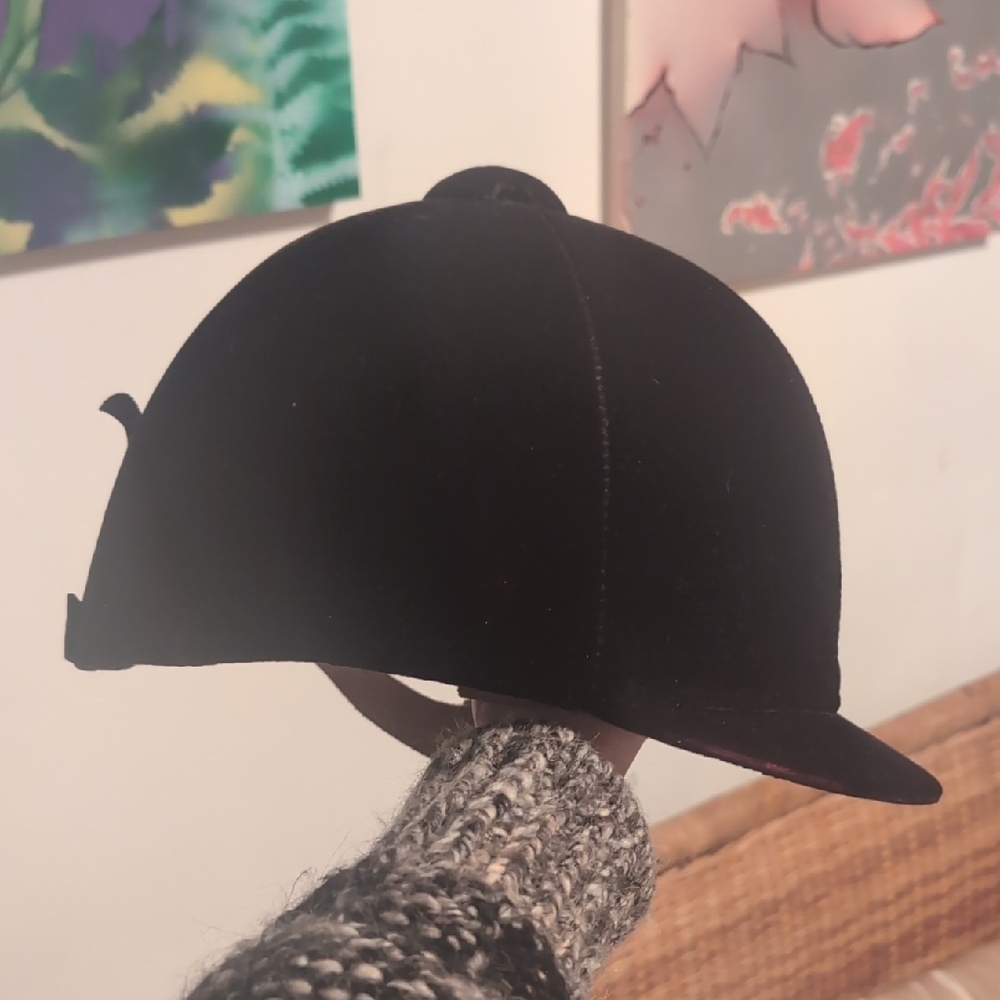 Kids Black Velvet Equestrian Show Riding Helmet